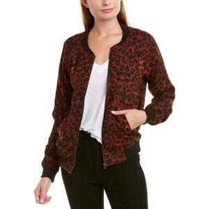 Leopard Print Bomber Jacket Lightweight Trendy Streetwear Zip Up